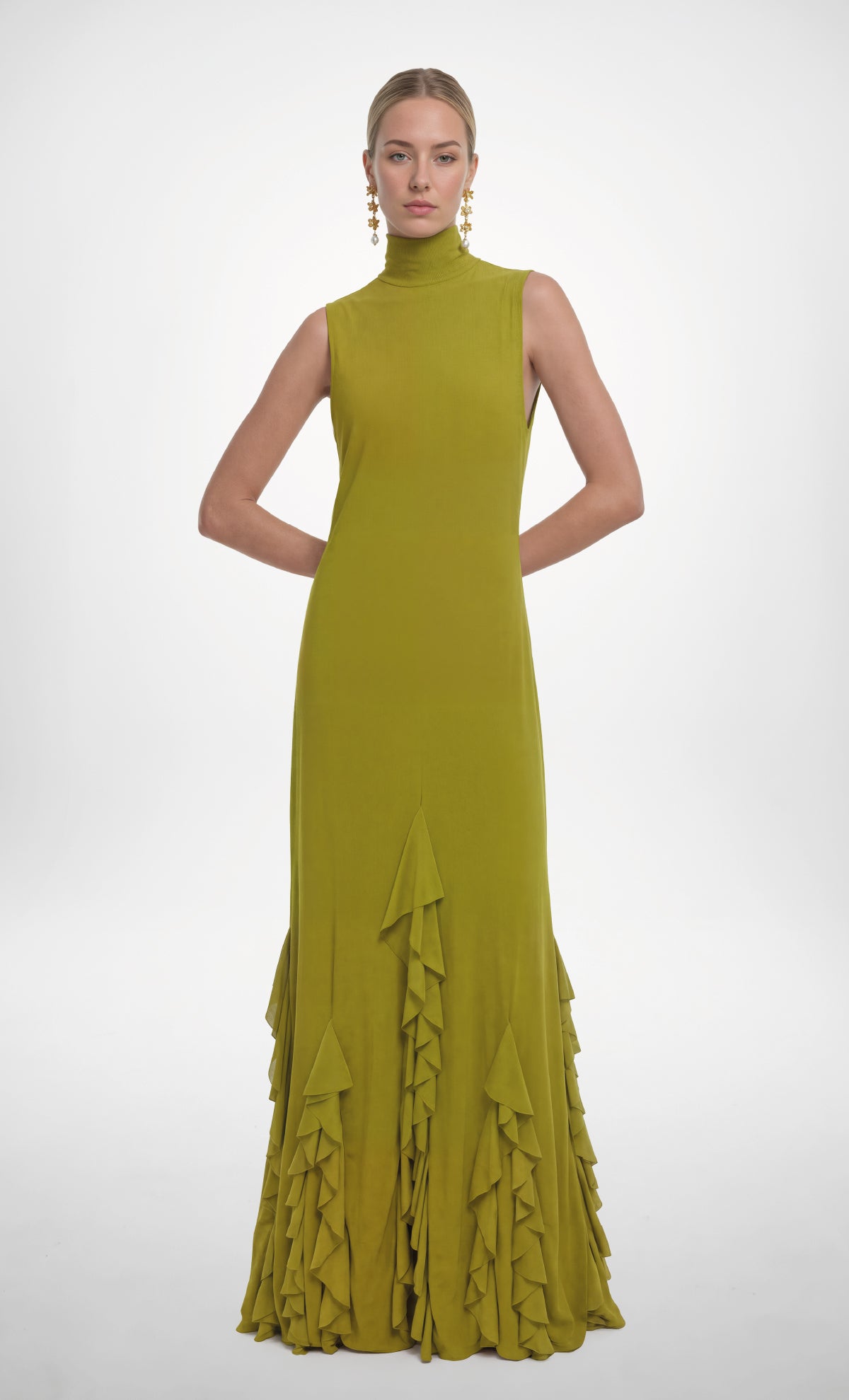 Aneta Chartreuse maxi dress – Especia