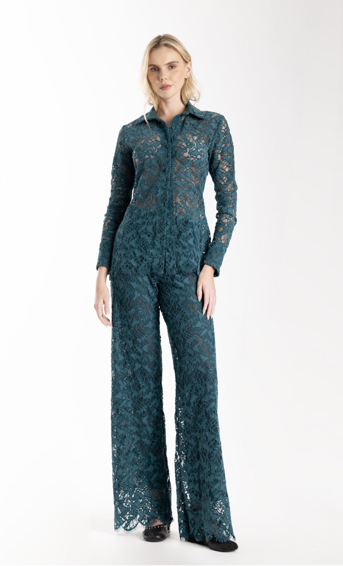 Jade Foliage Maxi Pants for Women